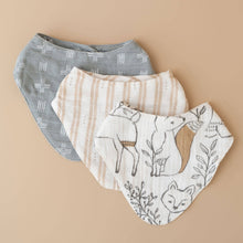 Load image into Gallery viewer, Ezra 3-Pc. Muslin Bib Set