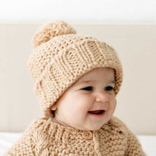 Load image into Gallery viewer, Latte Garter Stitch Beanie Hat

