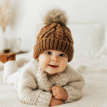 Load image into Gallery viewer, Pecan Pop Pom Pom Beanie Hat
