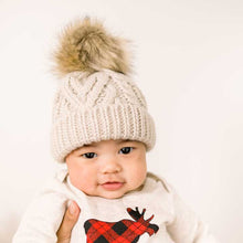 Load image into Gallery viewer, Oatmeal Pop Pom Pom Beanie Hat
