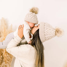 Load image into Gallery viewer, Oatmeal Pop Pom Pom Beanie Hat
