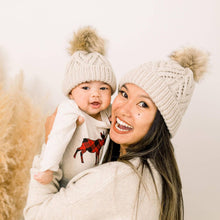 Load image into Gallery viewer, Oatmeal Pop Pom Pom Beanie Hat
