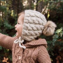 Load image into Gallery viewer, Aspen Oatmeal Cable Knit Bonnet
