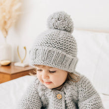 Load image into Gallery viewer, Ice Grey Garter Stitch Beanie Hat
