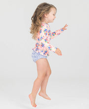 Load image into Gallery viewer, RUFFLE BUTTS Coastal Breeze Floral Ruffled Long Sleeve Rash Guard 2-piece
