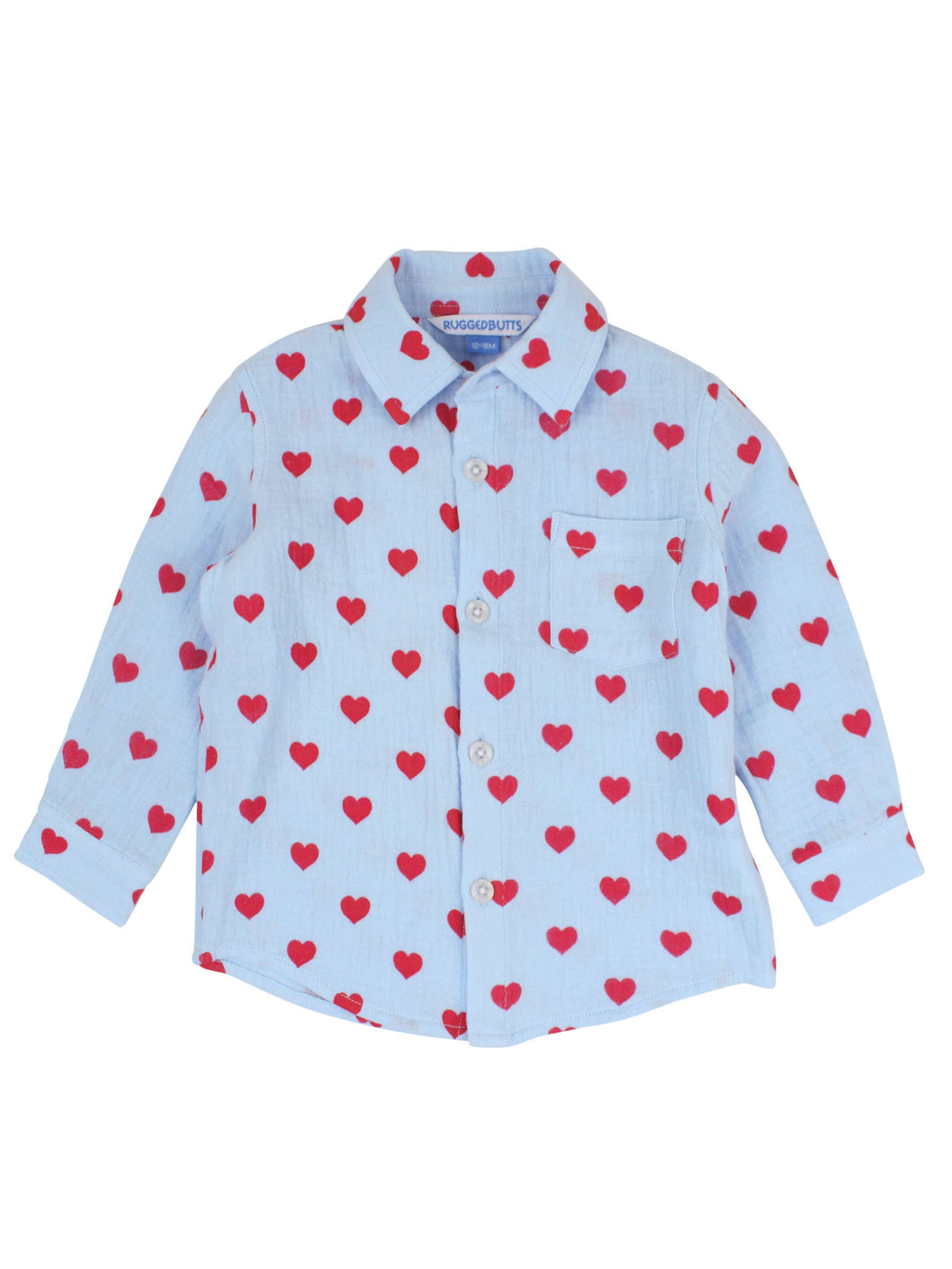 RUFFLEBUTTS Steal Your Heart Cotton Gauze Long Sleeve Button Down Shirt