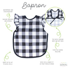 Load image into Gallery viewer, White Buffalo Plaid Flutter Bapron: Toddler (6m-3T)
