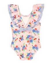 Load image into Gallery viewer, RUFFLE BUTTS Coastal Breeze Floral Ruffle V-Back One Piece
