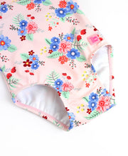 Load image into Gallery viewer, RUFFLE BUTTS Coastal Breeze Floral Ruffle V-Back One Piece
