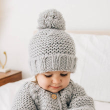 Load image into Gallery viewer, Ice Grey Garter Stitch Beanie Hat
