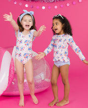 Load image into Gallery viewer, RUFFLE BUTTS Coastal Breeze Floral Ruffle V-Back One Piece
