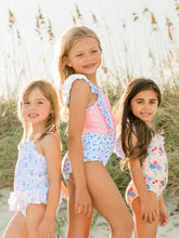 Load image into Gallery viewer, RUFFLE BUTTS Coastal Breeze Floral Ruffle V-Back One Piece
