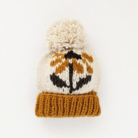 HUGGALUGS Coneflower Gold Hand Knit Beanie Hat